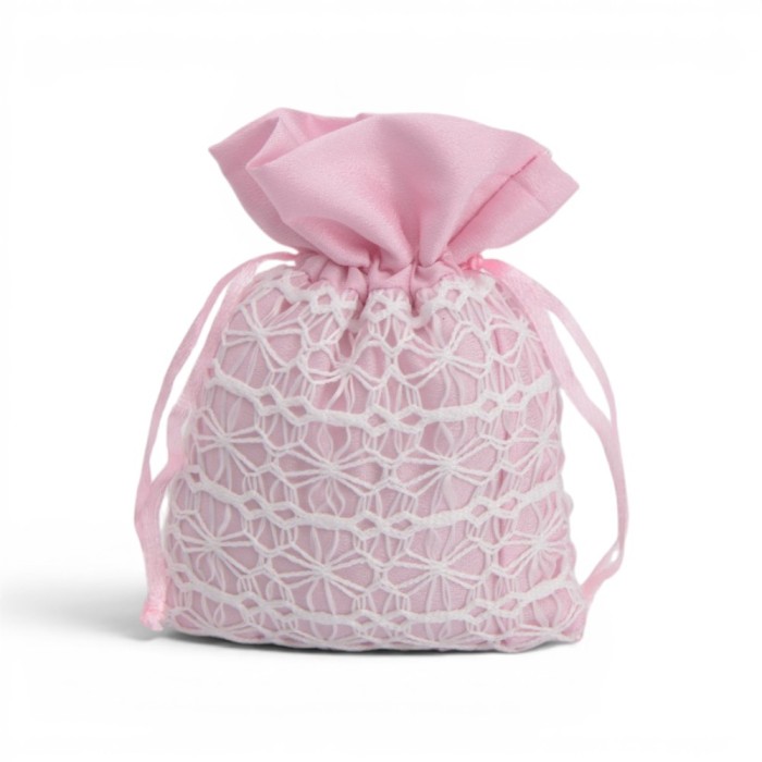 SACCHETTO MACRAME 10X12 ROSA